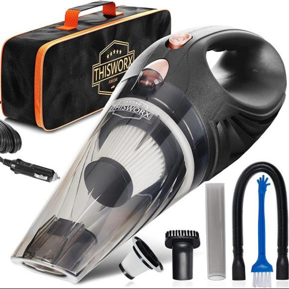 Car Vacuum Cleaner Small 12V High Power Handheld Portable Vacuum w/Attachments